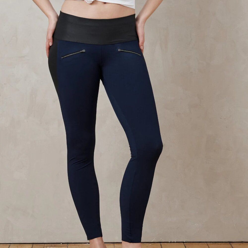 ADAY Throw & Roll workout/athleisure leggings XS navy/black EUC